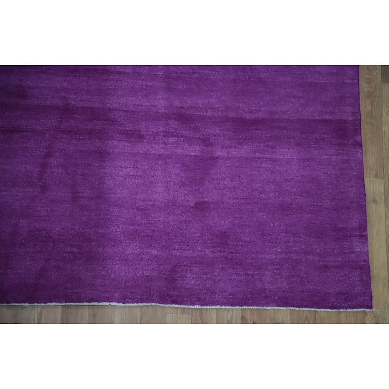 Hand Knotted Oriental 100% Wool Carpet Modern Solid Purples Gabbeh Area Rug - 12' 2'' X 9' 3''