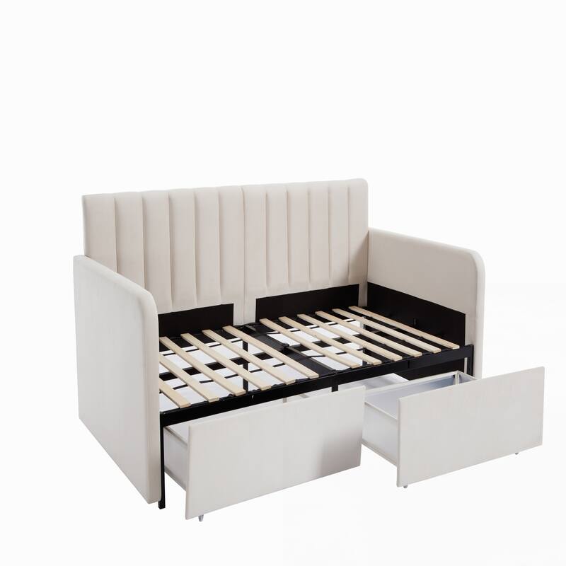 Flora Upholstered Daybed with 2 Drawers,Twin