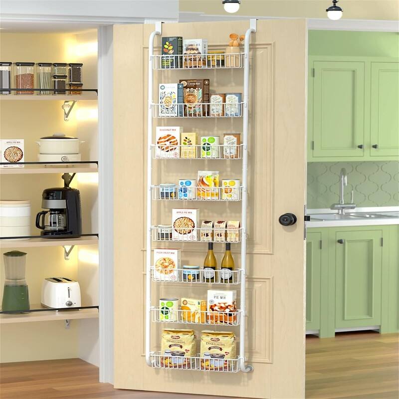8 Tier Over The Door Pantry Organizer - 17"D x 9"W x 5"H - 8 Tier White
