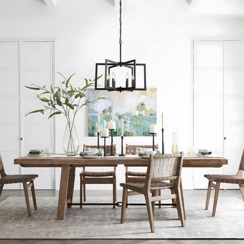 Starsky 6-Light 21in. Modern Farmhouse Unique Ceiling Lights Geometric Lantern Chandelier