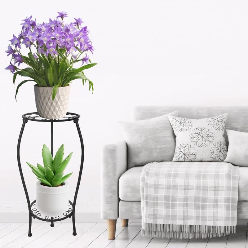Metal Plant Stand 2 Tier Indoor Outdoor - 11x 11 x 25.2 inches