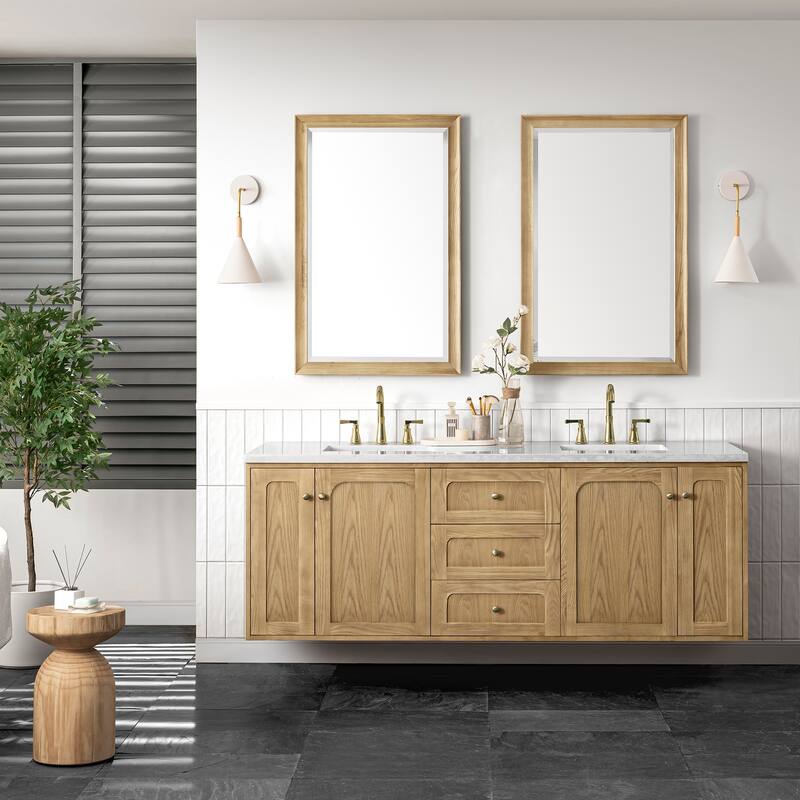 James Martin Vanities Laurent 72" Double Vanity, Light Natural Oak