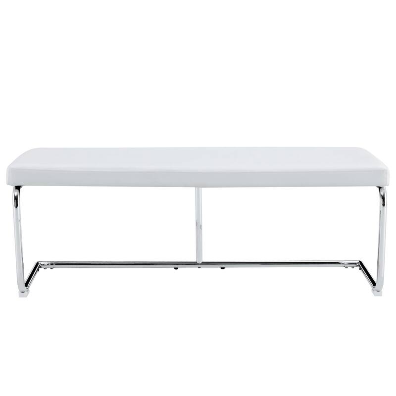 Roomfitters Modern Shoe Bench with Silver Metal Legs, Upholstered Sofa Bench for Bedroom and Living Room