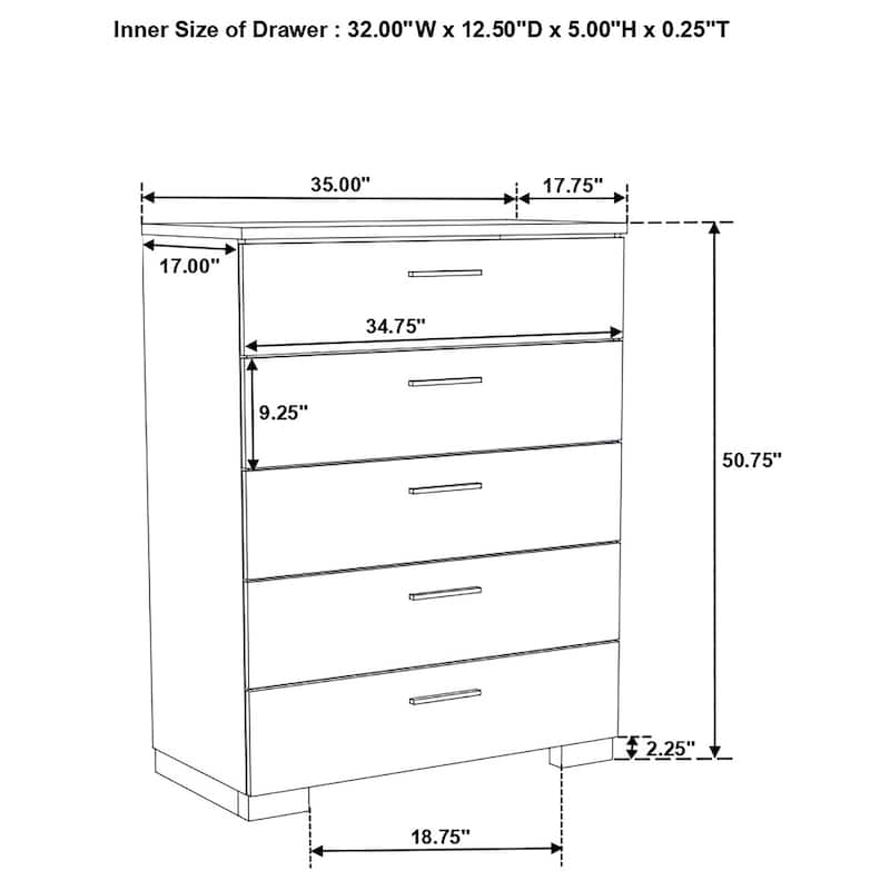Fillmore White 5-piece Eastern King Bedroom Set