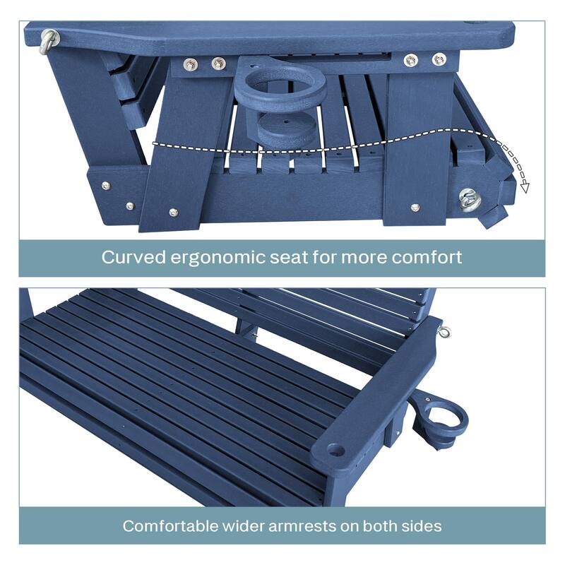 Fortune Candy HDPE Outdoor Porch Swing 2-Person with 18/8 Stainless Steel Bolts