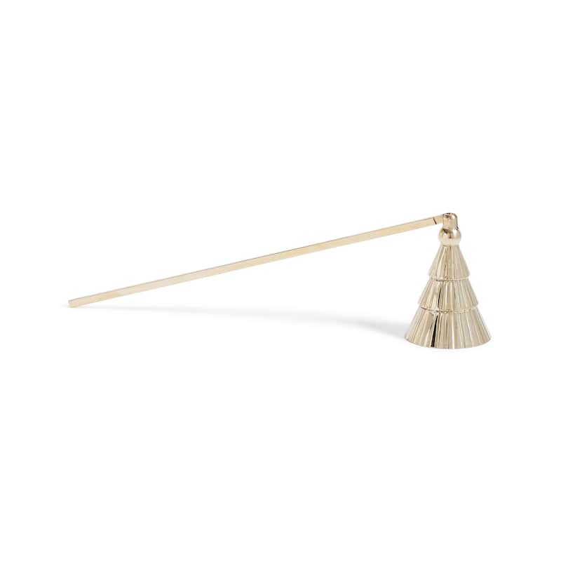 Christmas Rippled Tree Design Brass Candle Snuffer - Gold