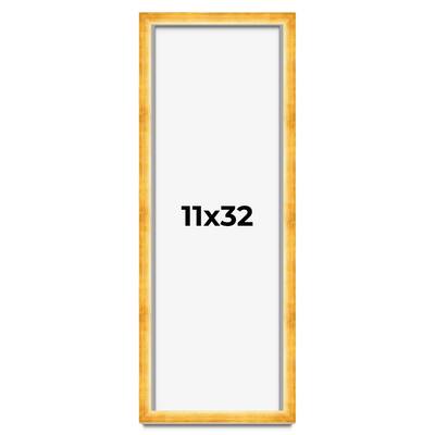 11x32 Shadow Box Frame Gold | 1.625 Inches Deep Real Wood Traditional