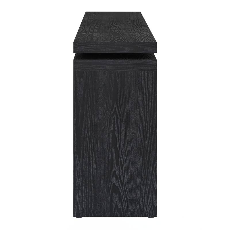 Retro Wooden Entryway Table with Double Board Suspension Design, Solid Wood & MDF, Sofa Table for Living Room