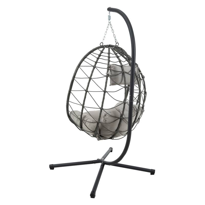 Steel Frame Wicker Egg Chair with Stand
