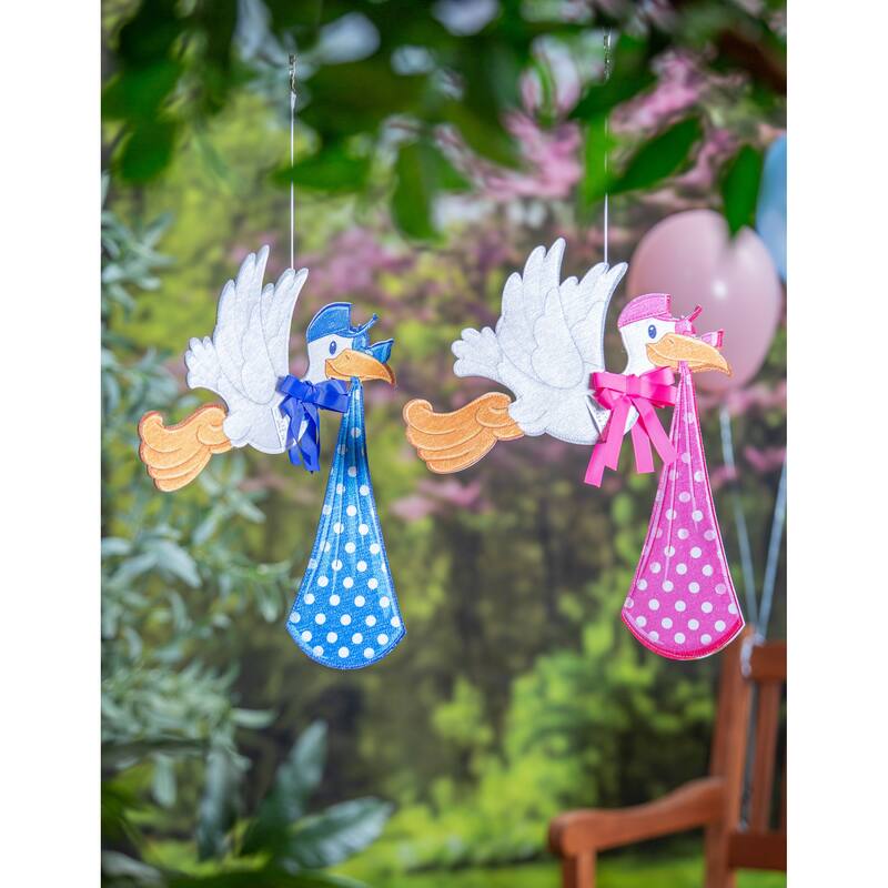 Stork with Special Delivery Shaped Wind Spinner