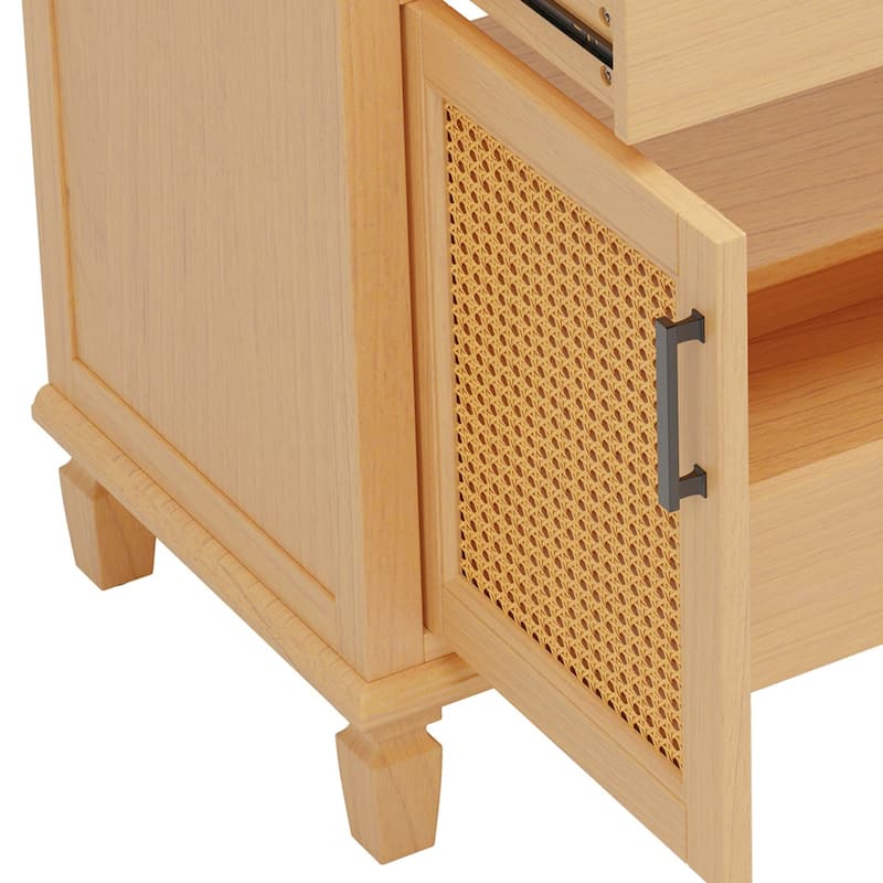 36 Inch Rattan Door Bathroom Vanity with Ceramic Sink Combo