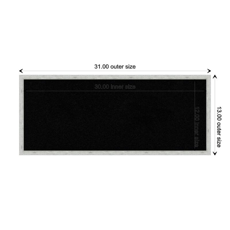 Imprint Wood Framed Black Corkboard Bulletin Board - Imprint Silver - Board Size 30x12