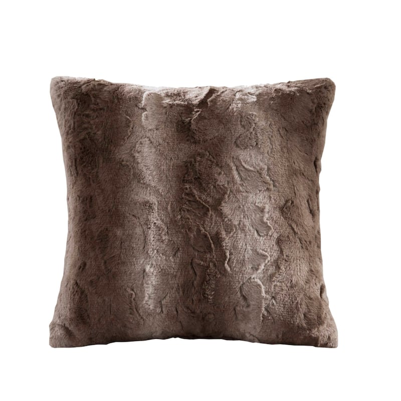 Madison Park Zuri Fax Fur Square Pillow - Tan