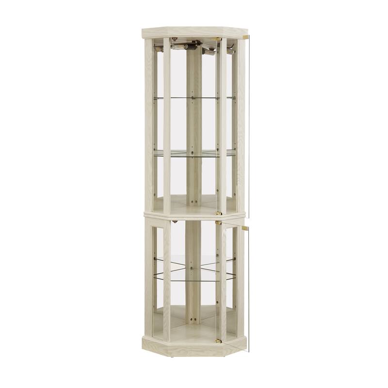 Corner Glass Cabinet Lighted Curio Cabinet Corner Display Case, Antique collection, Wine, Bar Glass Storage Light Included