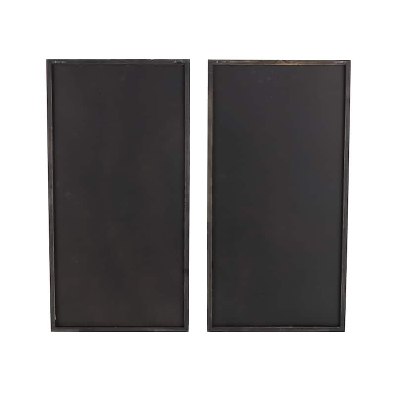 White Wood Geometric Home Wall Decor with Black Frame (Set of 2)