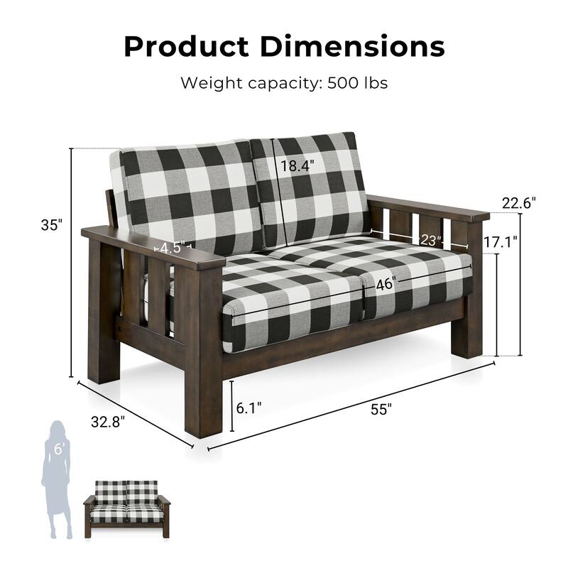 Furniture of America Milou Rustic 3-Piece Wood Plaid Patterned Fabric Sofa Set