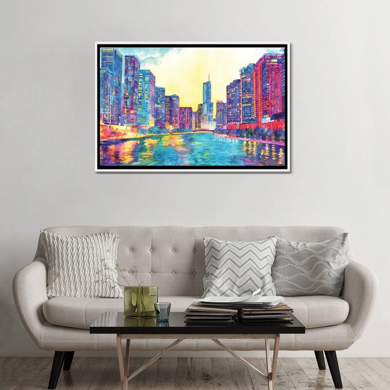 iCanvas "Chicago River" by Maja Wronska Framed Canvas Print