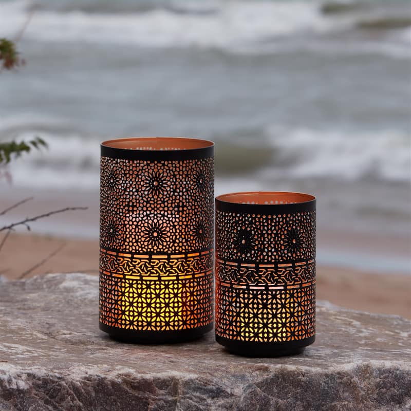 Mandala Punched Metal Candle Holder (Set of 2)