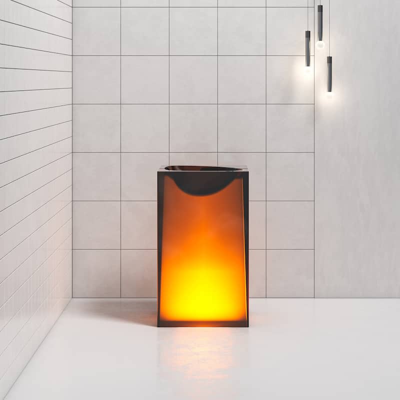 Vanity Art 33.5" Height Stone Resin Pedestal Freestanding Bathroom Sink Hand Wash Basin - 19.69" L x 17.72" W x 33.46" H