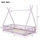 preview thumbnail 6 of 20, Twin Size Floor Bed, Platform Bed Frame with Fence and Roof, Solid Wood Playhouse Bedframe w/Open Door, No Box Spring Needed