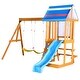 preview thumbnail 12 of 13, 3-in-1 Wooden Outdoor Swing Set Blue