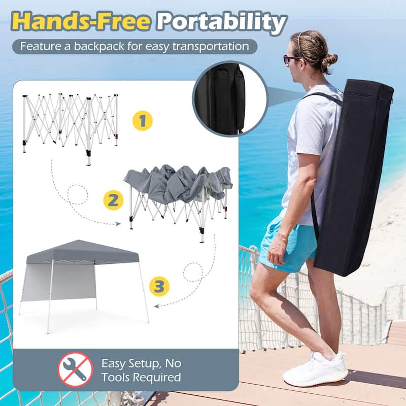 Costway 10 X 10FT Pop up Canopy Tent with 1 Sidewall, Portable - See Details