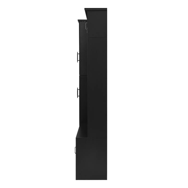 79" Modern Hall Tree with Shoe Storage, 4-in-1 Entryway Bench with 4 Coat Hooks & Adjustable Shelf Mudroom Wood Storage Cabinet