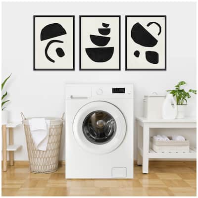 Kate and Laurel Sylvie Black Geometric Abstracts Framed Canvas Art Set by July Art Prints