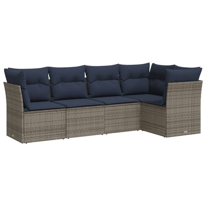 vidaXL 5/6 Piece Patio Sofa Set with Cushions Brown/Gray Poly Rattan - 24.4 x 24.4 x 27.2