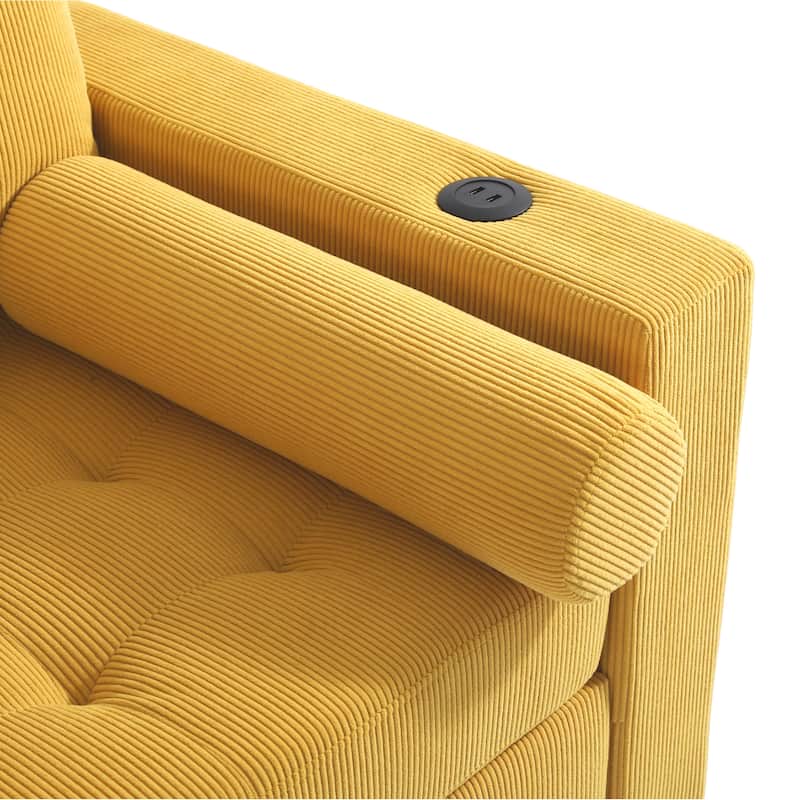2 Set 3-in-1 Adjustable Recline Convertible Chair Bed Sleeper with USB Port