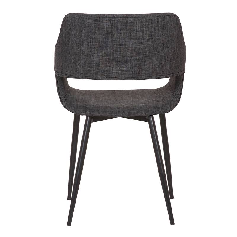 Mid-Century Accent Chair - Grey Dining Room Chair with Open Back Design - Modern Fabric Chair for Home Office