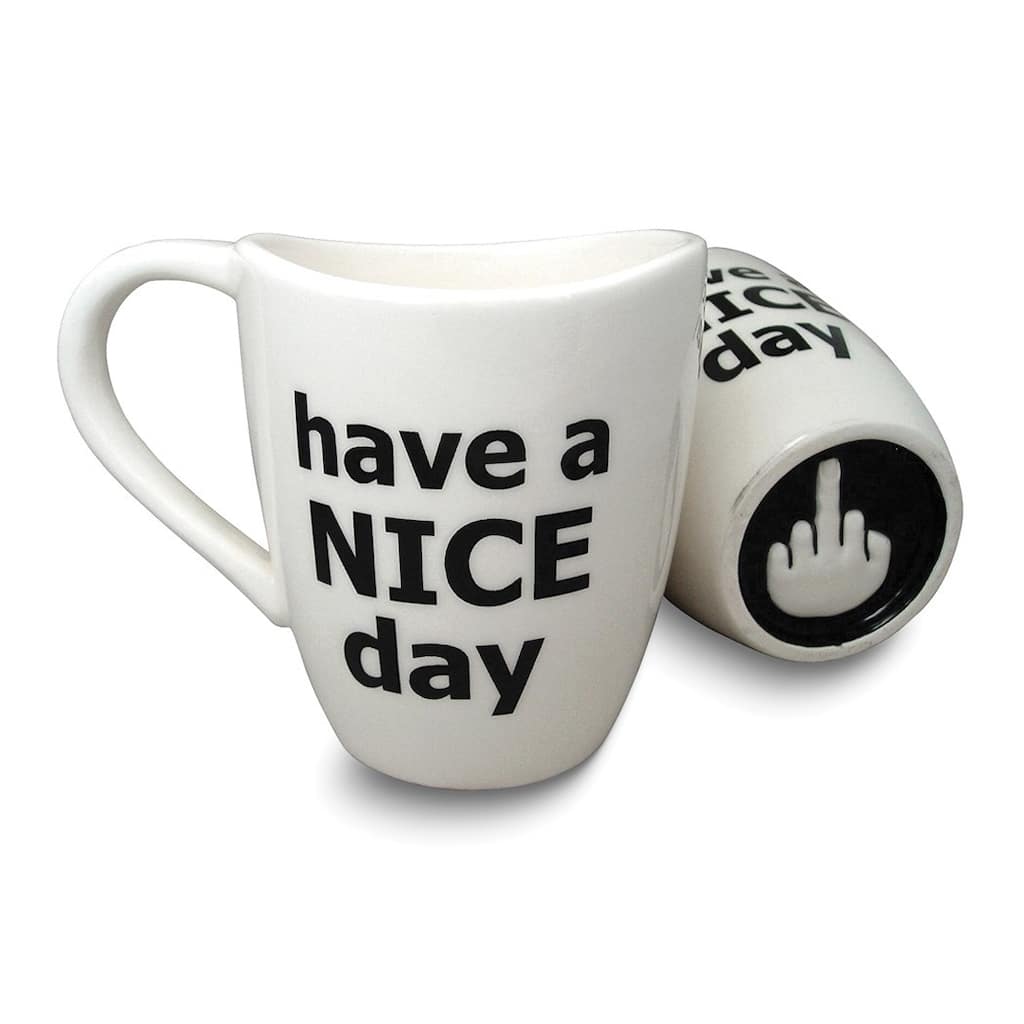 Curata White Have a Nice Day with Hand 16 Ounce Ceramic Coffee Mug