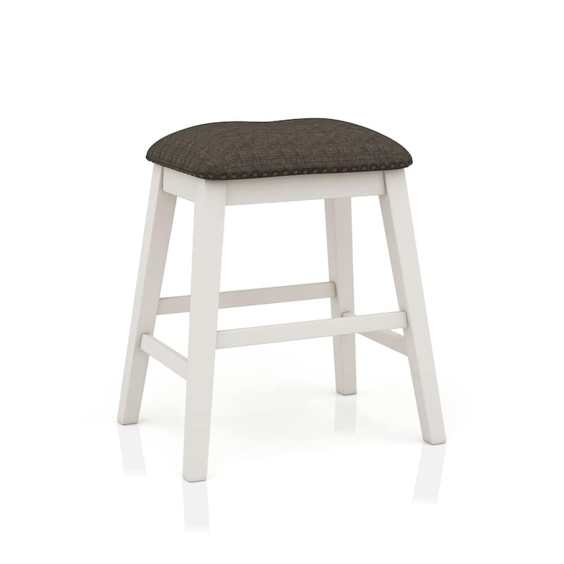 Hanto Farmhouse White Solid Wood Nailhead Counter Stool (Set of 2) by Furniture of America