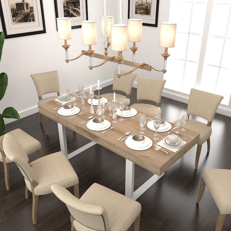 Large Expandable Dining Table, Wooden Kitchen Expanding Table for 6 8 10, Rectangular Conference Table