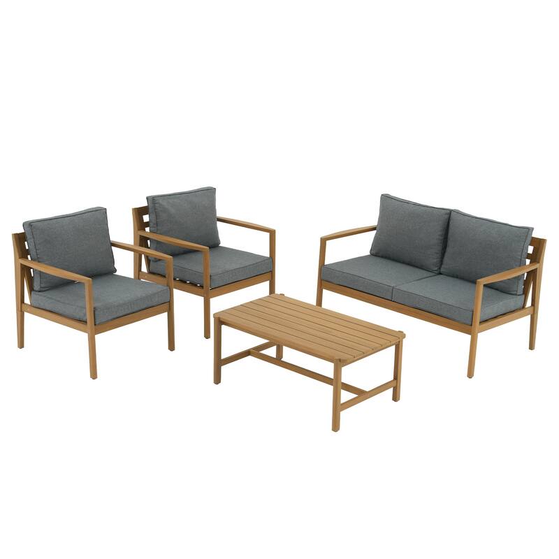 Outdoor 4 Piece Leisure Solid Wooden Chair Set