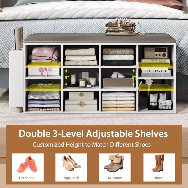 Shoe Storage Bench with Umbrella Stand and Adjustable Shelf - 43.5" x 12" x 20.5"