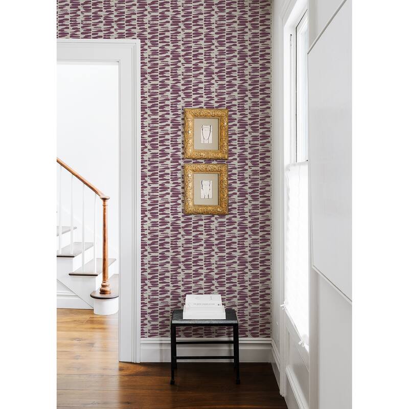 A-Street Prints Myrtle Purple Abstract Stripe Wallpaper
