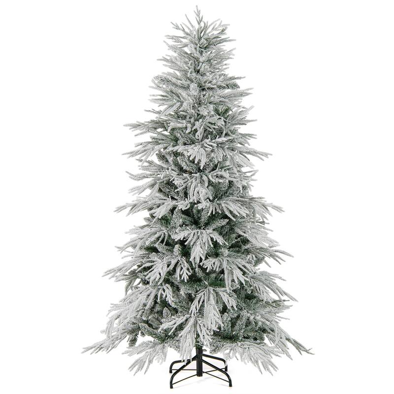 Costway 6/7/8 FT Artificial Christmas Tree with 820 PE PVC Branch Tips - Green & White - See Details