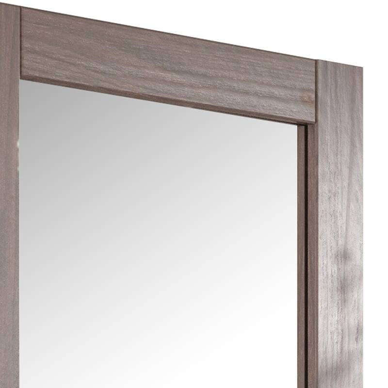 Stav 40 Inch Wall Mirror, Rustic White Solid Wood Rectangular Frame - Rustic White