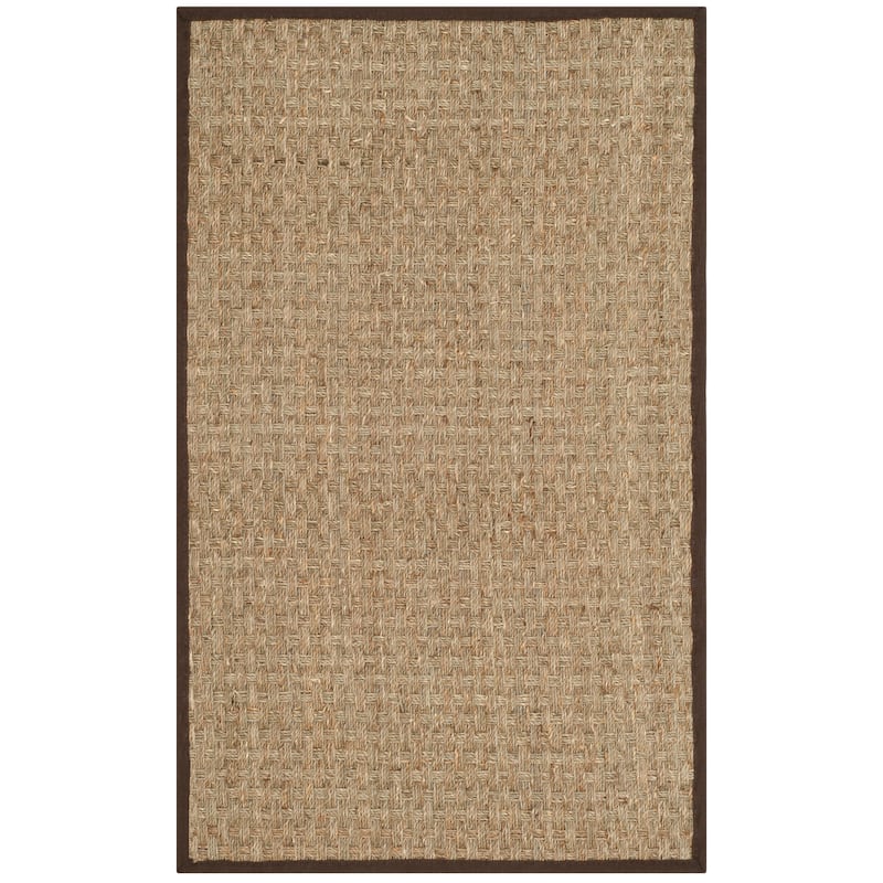 SAFAVIEH Natural Fiber Marina Basketweave Seagrass Rug - 2'6" x 4' - Natural/Dark Brown