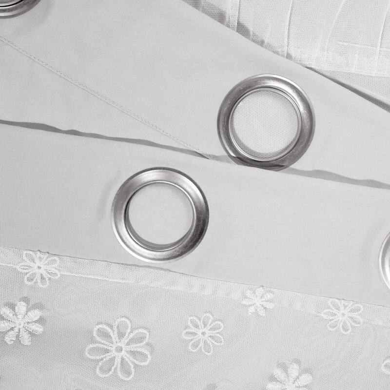 Lush Decor Dylin Flower Embroidery Window Curtain Panel Single