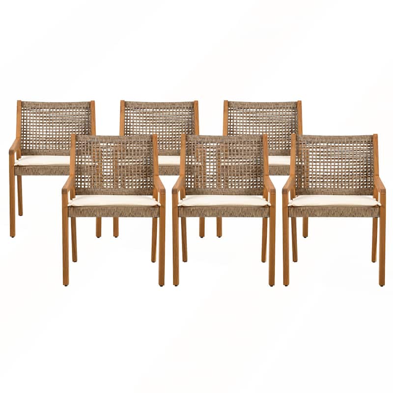 Outdoor Dining Chairs with Cream Cushion Set of 2