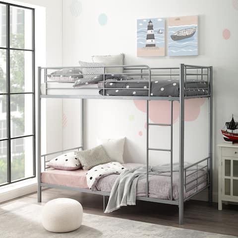 Middlebrook Abner Silver Metal Twin over Twin Bunk Bed