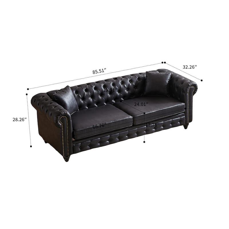 Mid-century retro style 2-piece sofa set for living room mall parlor