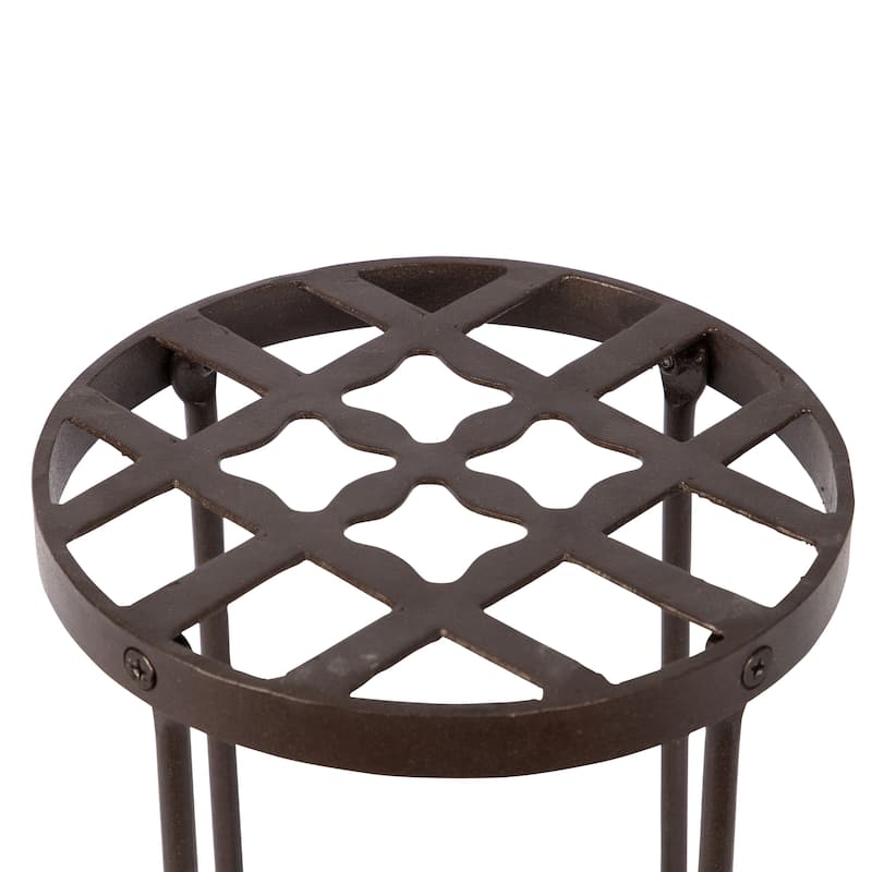 Achla Designs Small Round Table Flowers Plant Stand, 12 Inch Tall, Roman Bronze Powder Coat Finish