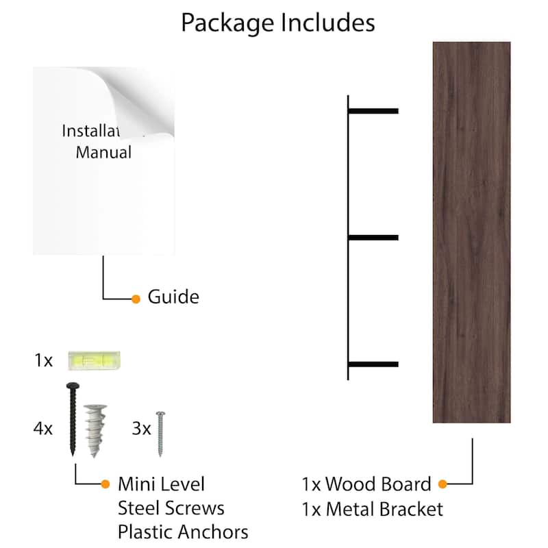 Wallniture Ronda 48 inch Walnut Floating Shelf, Floating Bookshelves for Wall, Wall Shelves with Hidden Bracket