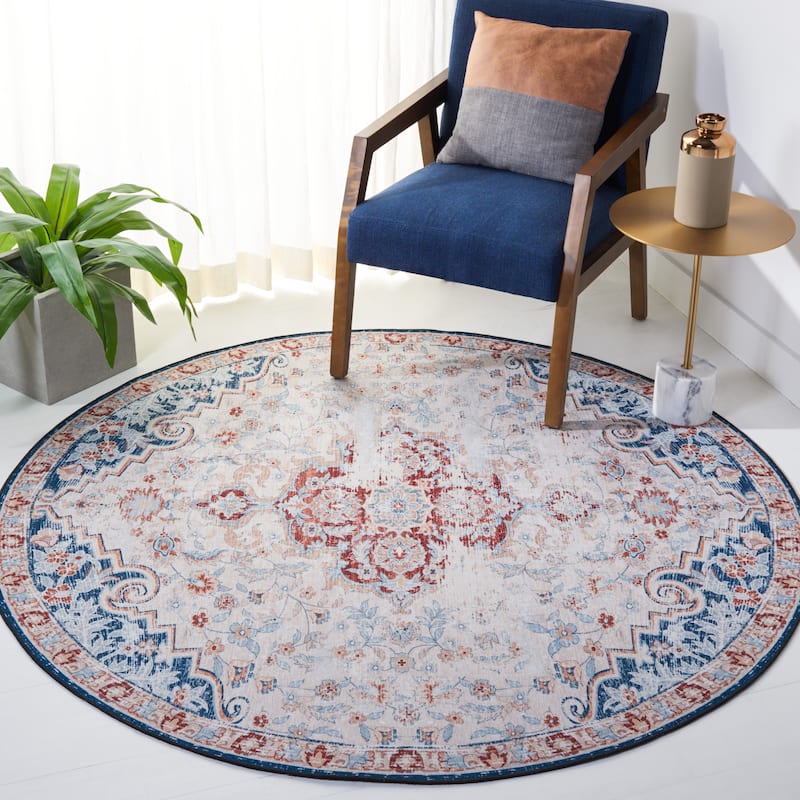 SAFAVIEH Tucson Machine Washable Slip Resistant Harmanda Oriental Medallion