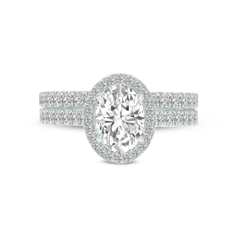 Marquee 2 3/4 Carat TW Center Oval Lab Grown Diamond Halo Bridal Set in 14Karat White Gold
