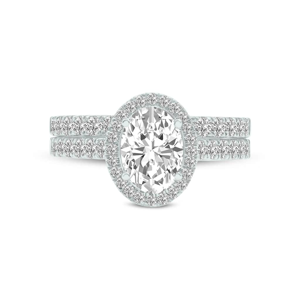 Marquee 2 3/4 Carat TW Center Oval Lab Grown Diamond Halo Bridal Set in 14Karat White Gold