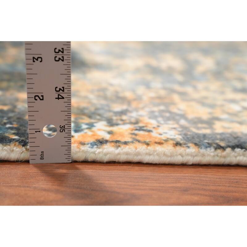 Hand Knotted Oriental Viscose Silk Carpet Modern Abstract Multi-Colored Abstract Area Rug - 4' 0'' X 2' 0''